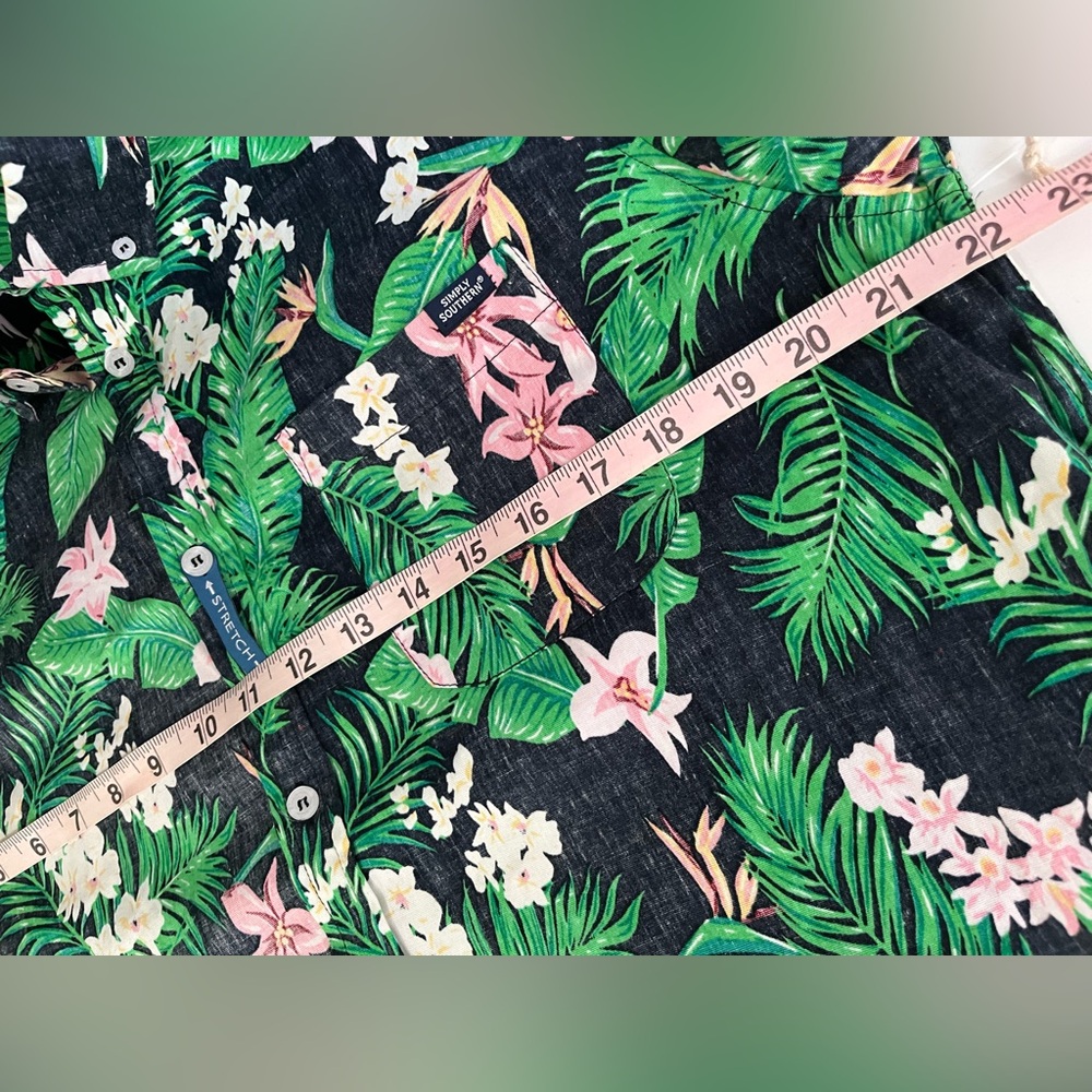 NWT Simply Southern Mens Short Sleeve Button Shirt Floral Hawaiian Beachy Size L - Picture 9 of 11